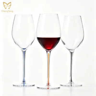 Modern Crystal Wine Glasses Colorful Accent Stems Elegant Table Decor Crystal Goblet for Dinner Parties Tasting Events Home Bar