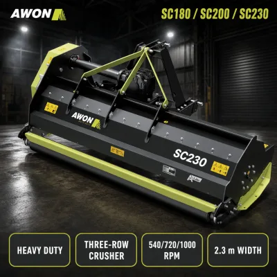 AWON SC200 Stalk Mulcher NM400 Wear Resistant Blade Streamlined Cavity Smooth Discharge Farm Residue Equipment