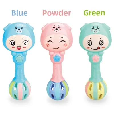 Cartoon Puppy Rattle Stick Baby Hand Grasp Toy Plastic Shaking Teether Rattle for Infant Early Education