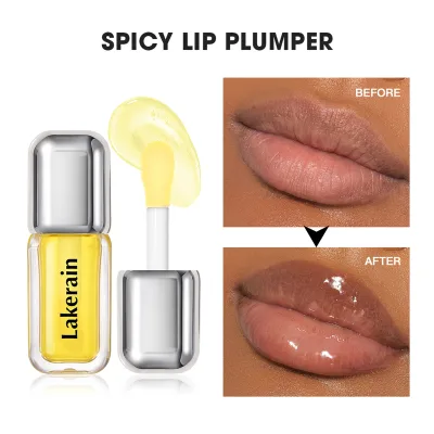 Lakerain Spicy Lip Plumper Liquid Long Lasting Clear Moisturizing Waterproof Lip Gloss Create Full Juicy Lips Shiny Glass Finish