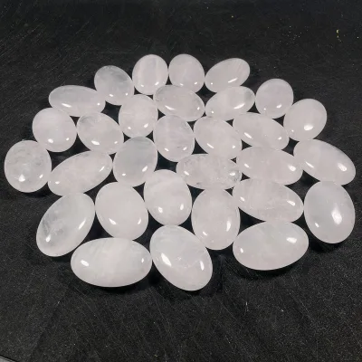 Huiying New Arrivals Carved Massage Crystal Oval Gemstone Natural Clear Quartz Worry Stone for Sale