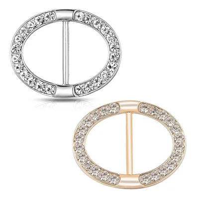 Silk Scarf Ring Clip Buckle, Crystal Rhinestone Oval Buckles Scarf  and Slides for Neckerchief, T-Shirt Clips for Clothing