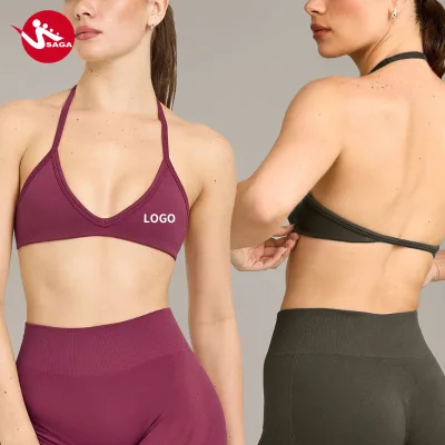 Wholesale Factory Direct Price Backless Halter Neck Outerwear Sports Bra Athletic Workout Gym Halter Neck sports bra