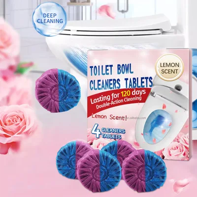 ALLSMELL Eco-Friendly Blue Toilet Cleaner Block with Lemon Fragrance Automatic Descaling & Deodorizing for Bathroom Use