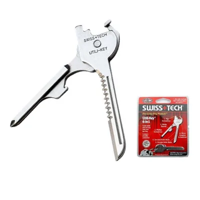Survival Stainless Steel Outdoor Tool Folding Tool 6-in-1 Multifunction Utili Key Screwdriver Bottle Opener Keychain