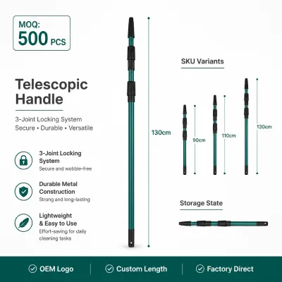 Durable Spray Paint 3-Joint Eco-Friendly Broom Stick Steel Rod for Outdoor Cobweb Removal Residential Balcony Sweeping