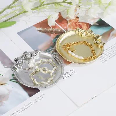 Luxury Custom Gold and Silver Small Metal Jewelry Dish Tray Necklace Rings Display Tray