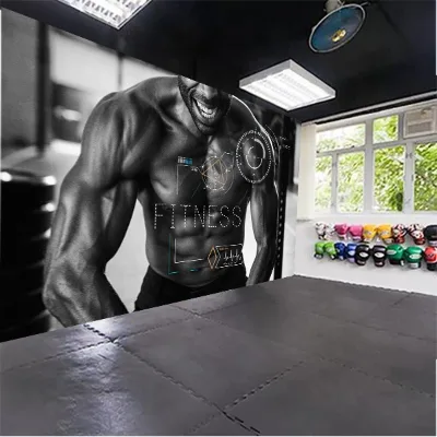 Fitness Muscle Man Gym Wallpaper Geometric Modern Waterproof Large Wall Decor for Gym