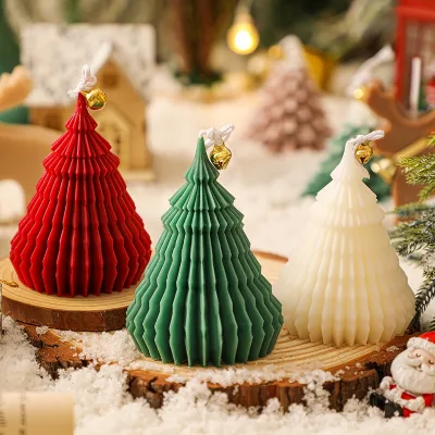 Christmas Tree Scented Candle with Bell Holiday Wax for Table Centerpiece Winter Party,Holiday Scented Christmas Tree Candle