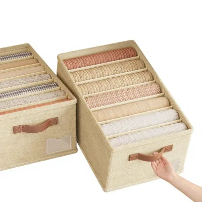 Cotton Linen Compartmentalized Underwear Organizer Thickened PP-plastic Zipper Foldable Stackable Japanese Style Drawer-style