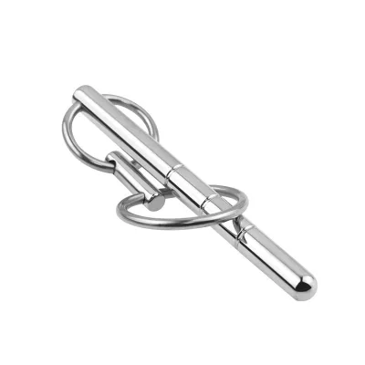 Stainless Steel Double Ring Male Urethral Sound Catheter Penis Plug Urethral Dilator for Men