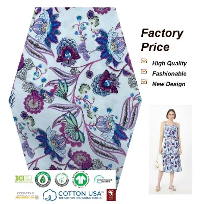 Blackout High Quality Breathable and Fashion Printing Polyester Cotton Fabric Organic Combed Cotton Woven Fabric