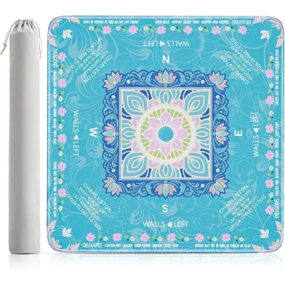 Non-Slip Natural Rubber Automatic Modern Mahjong Mat 32x32 Inch-Sound Dampening Foam Base Washable Foldable for American Mahjong