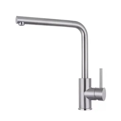 304 Stainless Steel 7-Shaped Anti-Splash Kitchen Faucet, Hot & Cold, Ball Bearing Swivel, for Sink & Wash Basin