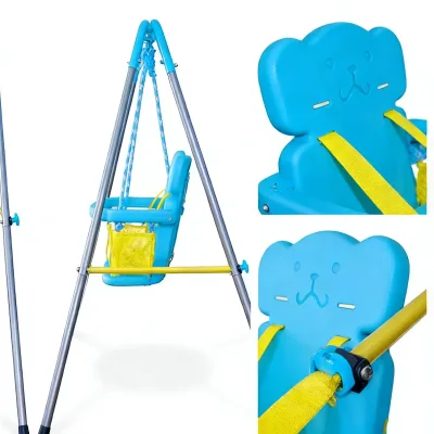 Modern Design Blue Alloy Swing Chair Balancing Function Child Stand Frame for Bedroom Living Room Outdoor Use Customized Logo