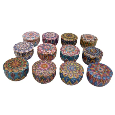 Bohemian Ethnic Aromatherapy Candle Jar Solid Balm Mini Iron Box Tinplate Bohemian Style Metal Cans