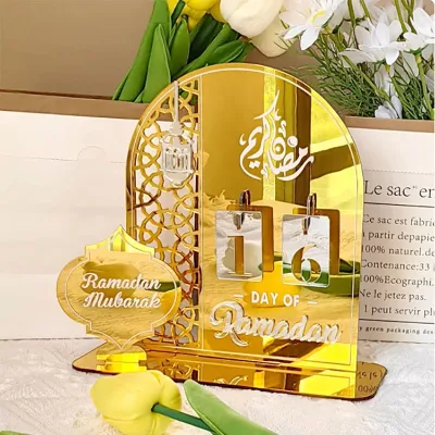 Acrylic Ramadan Countdown Calendar with Base Mubarak Islam Advent Gifts Ramadan Home Desktop Decora Countdown Numbers Calendar