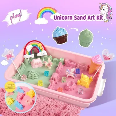 JITENG Wholesale Educational Diy Suitcase Portable Baby Beach Blue Play Sand Toys Set with Many Molds