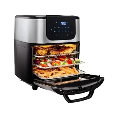 Touch screen stainless steel three-layer air fryer