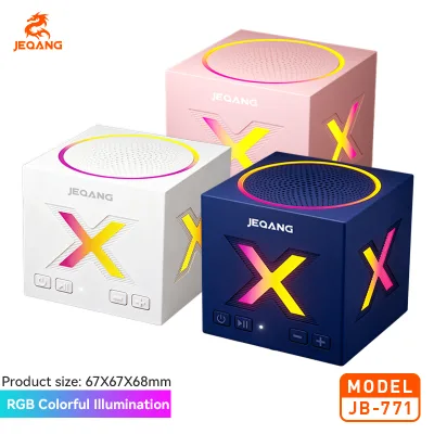 JEQANG JB-771 Cube BT Speaker RGB Glow Portable Audio Support TF Card