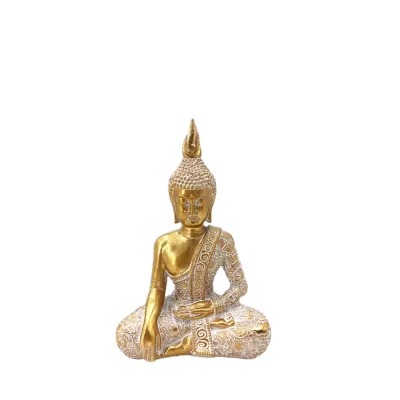 Witt Golden Sitting Buddha Figurine Luxury Handicraft Handmade Hand-painted Home Decoration Resin Statue for Housewarming Gift