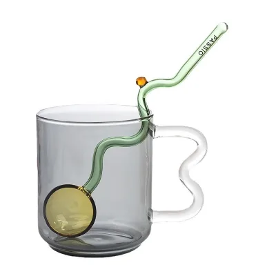 56H Factory Creative Colored Glass with Handle Office Juice Coffee Milk Mug