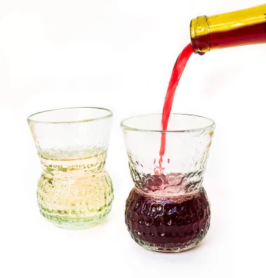 Hand Blown Large Cocktail Glass Golf Design Recycled Stemless Wine Glass for Red Wine Lovers Wedding Hostess Glassware Red