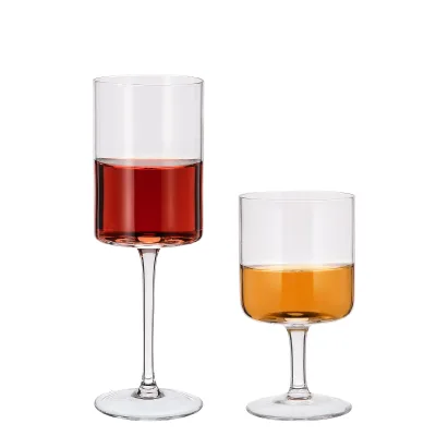 Custom logo Hand Blown clear Crystal White Red Wine Goblet Glasses for Wedding Favors