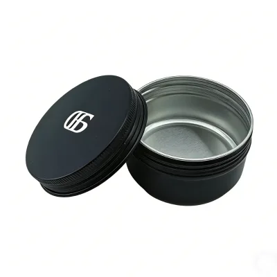 1oz 2oz 3oz 4oz 5oz 6oz 8oz 16oz Black Aluminum Tin Cans Jar Metal Balm Wax Solid Perfume Food Grade Tin Can Container