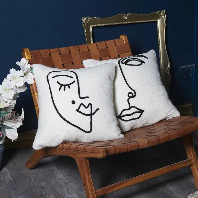 Hotsale Facial Simple Pen Line Embroidery Ins Pillow Cushion Cover