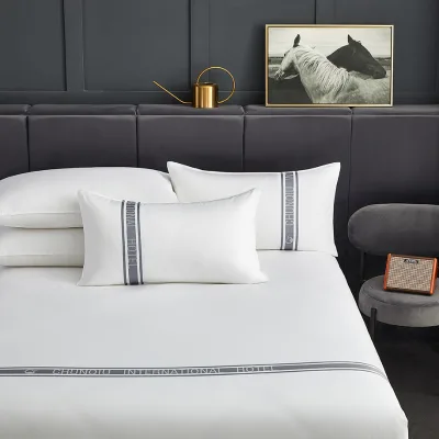 Wholesale Simple Luxury Cotton Bedding Hypoallergenic Stretchable Elastic Soft Fitted Sheet Set Washable for Home Use