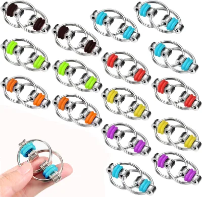 Fidget Bike Chain Flippy Chain Toys for ADHD Stress Relief Finger Toys Fidget Flippy Key Chains for Adults and Teens