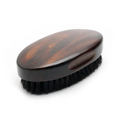 Wholesale Curved Beard Care Grooming Men Wood Natural Boar Bristle Curve Palm Engrave Logo Medium Soft Beard Brushes for Men