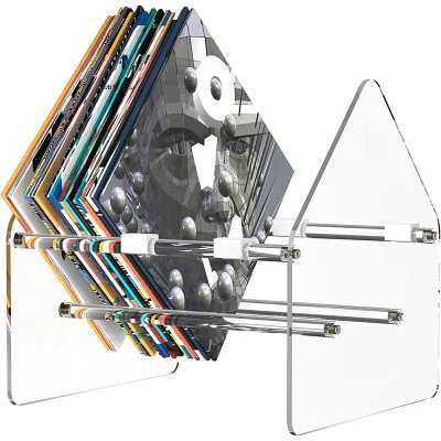 Acrylic Pentagonal Magazine Book Display Rack Desktop Storage Holder for Albums Vinyl Records CDs and Office Files