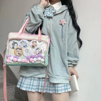 2024 Manufacture Fashion Cute Waterproof Transparent PVC Badge Dolls Display Ladies Crossbody Ita Bag