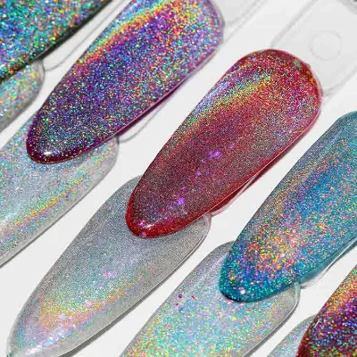 Glow in the Dark Top Coat Fluorescent Rainbow Cat Eye Gel Silver Glitter Cat Eye Nail Polish Holographic Cat Eye Gel Nail Polish
