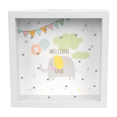 New Baby Gift Money Box With White Frame Custom Keepsake Drop Top Wooden Money Bank for Kids Money Shadow Box Piggy Bank