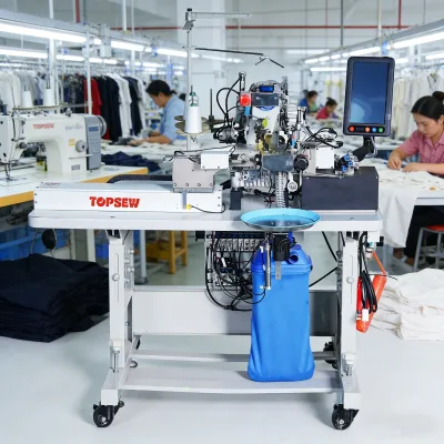 Industrial Automatic Pants Leg Hemmer Auto Foot Lifting Pressing Trimming for Jeans Workshop Clothing Production Line Apparel