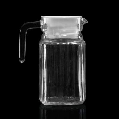 Household Striped 500 ml square Glass Pitcher with Plastic Lid