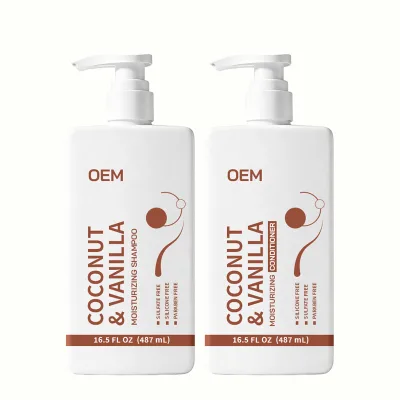Moisturizing Shampoo and Conditioner Set 487ml Coconut Vanilla Scent for All Hair Types Men Women