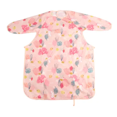 Easy Clean Baby Smock Bib High Chair Baby Apron Bib Long Sleeve Bib
