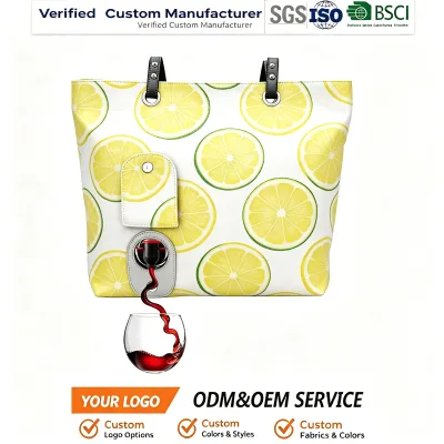 Wine Carry Tote Bag Standard Size Waterproof Fabric Printed Pattern Leakproof Drink Dispenser for Camping Custom Supply ODM