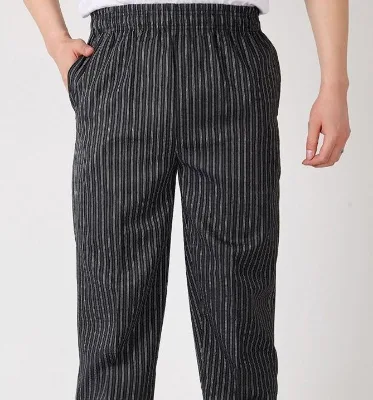 Restaurant Striped Baker Kitchen Cooking Chef Uniform Pants