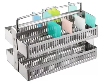 Laboratory Stainless Steel Slides Staining Rack for 1"X3" Slides