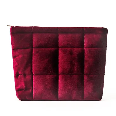 Luxury Travel Cosmetic Bag Branded Suede Toiletry Storage Bag Teddy Velvet Cosmetic Pouch Quilted pink Velvet Ruffle Makeup Bag