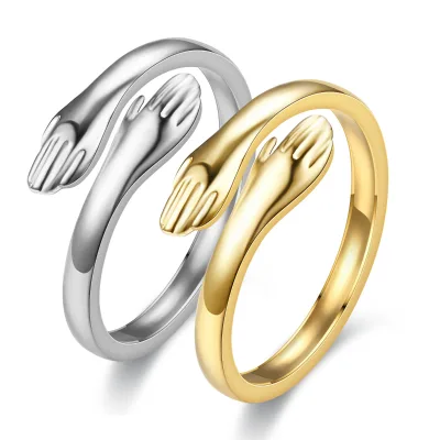 Customizable Engraved New Oil Pressure Love Embrace Smooth Ring Couple Love Ring
