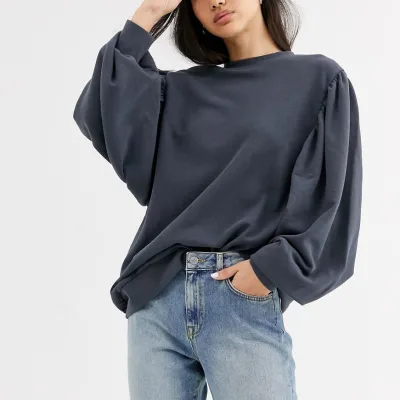 2020 New Arrivals  Oversized Women High Quality Balloon Sleeve Crew Neck Sweatshirt
