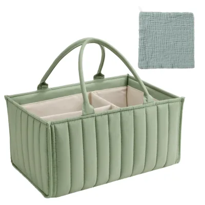 Customized Logo Portable Water Resistant Baby Diaper Organizer Nursery Storage Basket in Polyester Teddy Bag for Mummy