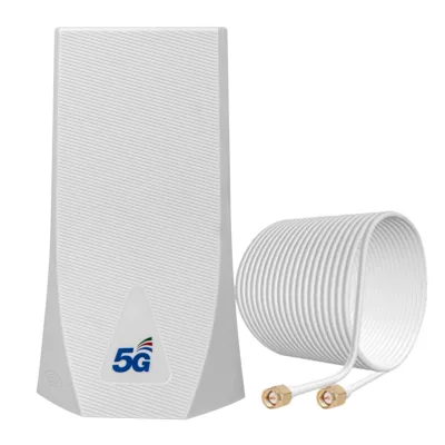 Qiyuntong High Gain 18dbi Connector Outdoor 5G Flat Waterproof Full Band MIMO Omni RF Antenna Supporting 2G/3G/4G/5G White 2m