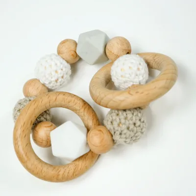 Custom Food-grade Silicone Grey Baby Soft Chew Teether Play Toy